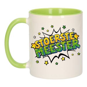 Stoerste meester cadeau mok / beker wit en groen 300 ml
