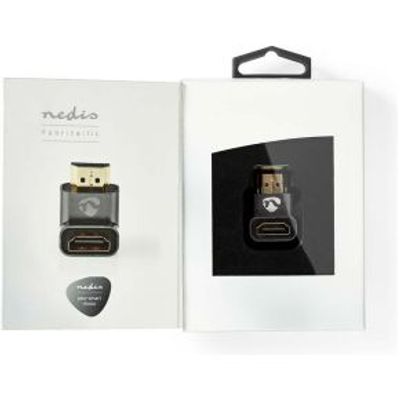 HDMI©-Adapter | HDMI Male / HDMI© Connector | HDMI Female / HDMI© Output | Verguld | 90° Geho