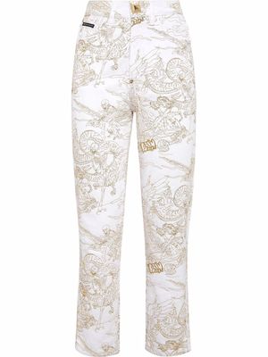 Philipp Plein jean court à imprimé graphique - Blanc