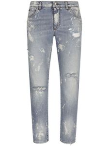 Dolce & Gabbana jean slim à effet usé - Bleu