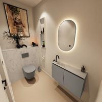Toiletmeubel Mondiaz Ture Dlux | 80 cm | Meubelkleur Smoke | Eden wastafel Opalo Links | 1 kraangat