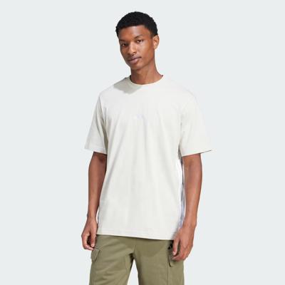 Adidas Essentials 3-Stripes Single Jersey T-Shirt Heren Beige - Maat S - Kleur: BeigeWit | Soccerfanshop