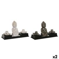 Essentiële olie brander Home ESPRIT Keramisch Hout MDF Boeddha 24 x 8 x 14 cm (2 Stuks)