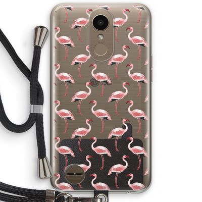 Flamingoprint groen: LG K10 (2017) Transparant Hoesje met koord