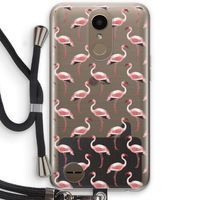 Flamingoprint groen: LG K10 (2017) Transparant Hoesje met koord