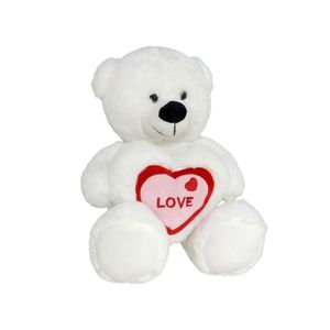 Pluche knuffelbeer met wit/rood Love hartje 30 cm