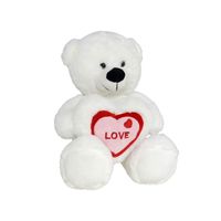 Pluche knuffelbeer met wit/rood Love hartje 30 cm   -