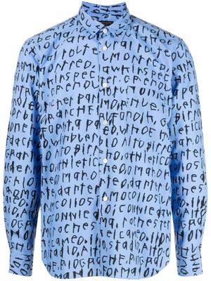 Comme des Garçons Homme Plus chemise à texte imprimé - Bleu