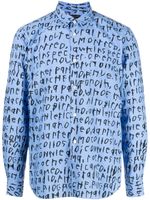 Comme des Garçons Homme Plus chemise à texte imprimé - Bleu