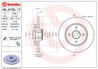 Remschijf BREMBO, Remschijftype: Massief, u.a. für Citroën, Peugeot, DS