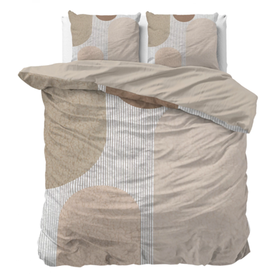 Sale: -40% | Dekbedovertrek Teddy - Crème - Lits-Jumeaux (240x220 Cm) - Grijs Microvezel - - Sleeptime Essentials - Dekbed-Discounter.nl