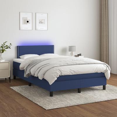 Boxspring met matras en LED stof blauw 120x200 cm