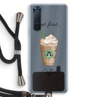 But first coffee: Sony Xperia 5 II Transparant Hoesje met koord