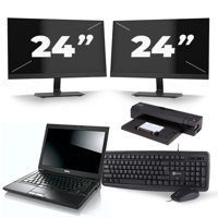 Dell Latitude E6400 - Intel Core 2 Duo - 14 inch - 4GB RAM - 240GB SSD - Windows 10 Home + 2x 24 inch Monitor - thumbnail
