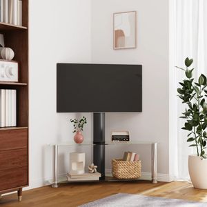 Tv-standaard hoek 2-laags voor 32-70 inch zwart en zilverkleur