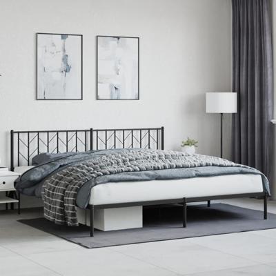 Bedframe met hoofdbord metaal zwart 200x200 cm