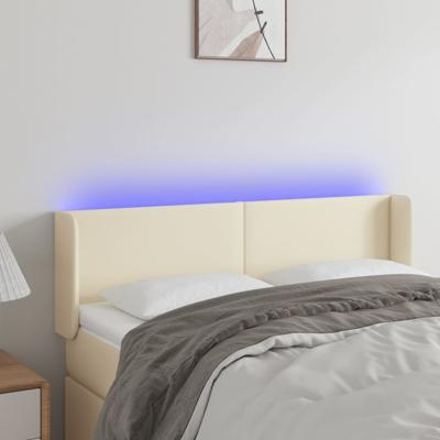 Hoofdbord LED 147x16x78/88 cm kunstleer crèmekleurig
