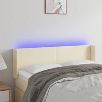 Hoofdbord LED 147x16x78/88 cm kunstleer crèmekleurig