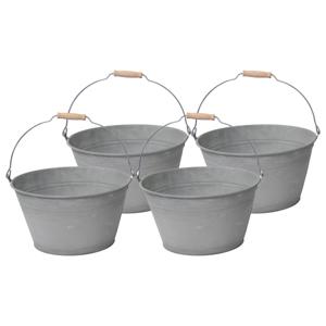 Emmer/plantenpot/bloempot - 1x - zink - grijs - D23 x H12 cm