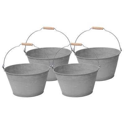 Emmer/plantenpot/bloempot - 1x - zink - grijs - D23 x H12 cm