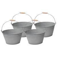 Emmer/plantenpot/bloempot - 1x - zink - grijs - D23 x H12 cm Emmer/plantenpot/bloempot - 1x - zink - grijs - D23 x H12 cm
