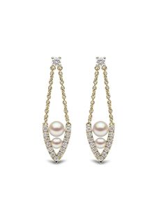 Yoko London boucles d'oreilles Sleek en or jaune 18ct ornées de perles et de diamants