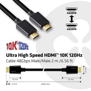 club3D CAC-1372 HDMI-kabel HDMI Aansluitkabel HDMI-A-stekker, HDMI-A-stekker 2.00 m Zwart