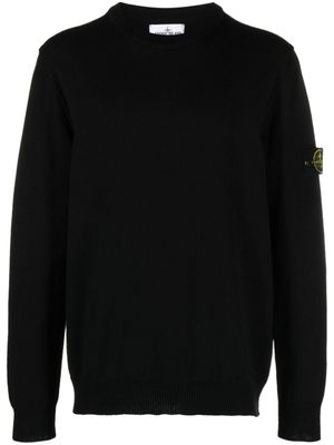Stone Island pull en laine à appliqué Compass - Noir