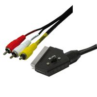LogiLink SCART / Cinch TV, receiver Aansluitkabel [1x SCART-stekker - 3x Cinch-stekker] Zwart