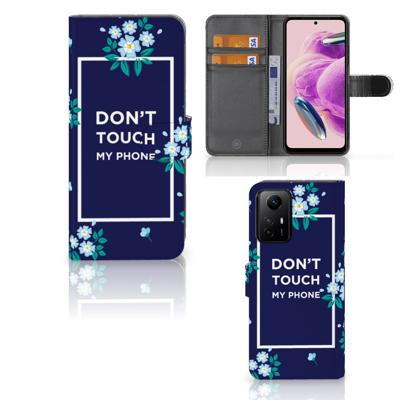 Xiaomi Redmi Note 12S Portemonnee Hoesje Flowers Blue DTMP | Portemonnee hoesje Xiaomi Redmi Note 12S Portemonnee Hoesje Flowers Blue DTMP | Portemonnee hoesje