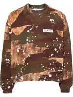 MSGM sweat en coton à effet taches de peinture - Marron