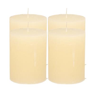 Stompkaars - 4x - ivoor wit - 7 x 9 cm - middel rustiek model - cilinderkaars - kaars Stompkaars - 4x - ivoor wit - 7 x 9 cm - middel rustiek model - cilinderkaars - kaars