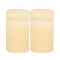 Stompkaars - 4x - ivoor wit - 7 x 9 cm - middel rustiek model - cilinderkaars - kaars