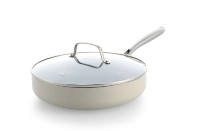 HEMA BK hapjespan met deksel Ø28cm keramisch PFAS-vrij beige