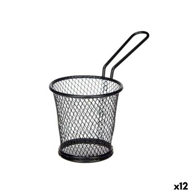 Mand voor aperatieven Kinvara W8088S-BLACK W8088S-BLACK Zwart Metaal 15 x 11,5 x 8 cm 16 x 11,5 x 8 cm (12 Stuks)