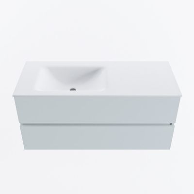 MONDIAZ VICA 110cm badmeubel onderkast Clay 2 lades. Wastafel CLOUD links 1 kraangat, kleur Talc.