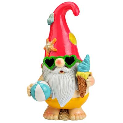 Wurm tuinkabouter - kunststeen - 17 x 11 cm - rood/kleurrijk - tuinbeeld