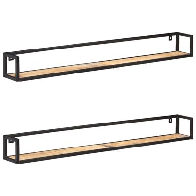 Wandschappen 2 st 160 cm ruw mangohout