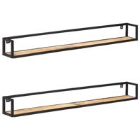 Wandschappen 2 st 160 cm ruw mangohout