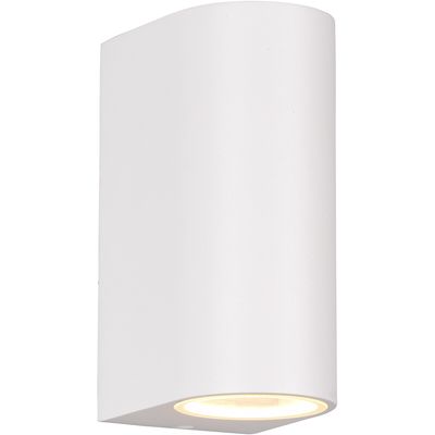 LED Tuinverlichting - Wandlamp Buitenlamp - Trion Royina Up and Down - GU10 Fitting - Spatwaterdicht IP44 - Rond - Mat Wit - Aluminium