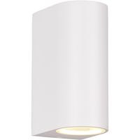 LED Tuinverlichting - Wandlamp Buitenlamp - Trion Royina Up and Down - GU10 Fitting - Spatwaterdicht IP44 - Rond - Mat Wit - Aluminium