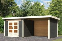 Woodfeeling | Tuinhuis Kandern 6 met Overkapping 3,2, Zij- en Achterwand | Terragrijs