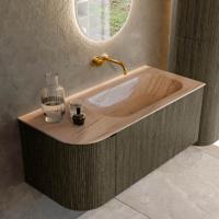 Badmeubel Mondiaz Kurve-Dlux | 105 cm | Meubelkleur Shadow | Wastafelkleur Saba | Solid surface | Wasbak rechter zijde spoelbak | Zonder kraangat(en) Badmeubel Mondiaz Kurve-Dlux | 105 cm | Meubelkleur Shadow | Wastafelkleur Saba | Solid surface | Wasbak rechter zijde spoelbak | Zonder kraangat(en)