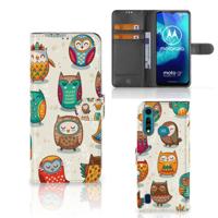 Motorola G8 Power Lite | Telefoonhoesje | Met pasjeshouder | Vrolijke Uilen