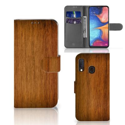 Samsung Galaxy A20e | Book Style Case | Donker Hout