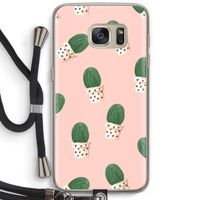 Cactusprint roze: Samsung Galaxy S7 Transparant Hoesje met koord
