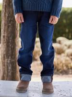 Rechte jeans voor jongens met omslag ongewassen denim