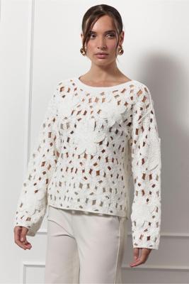 Studio Anneloes Amarey Flower Pullover 12824 Trui 1100 Off White