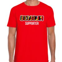 Rood t-shirt Belgium / Belgie supporter EK/ WK voor heren - thumbnail