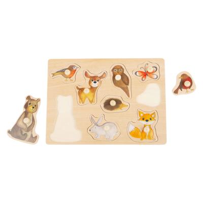 Small Foot houten noppenpuzzel bosdieren, 9st.